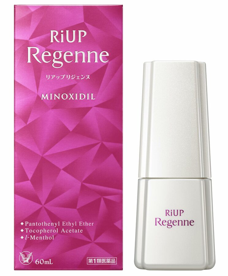 
第1類医薬品

【販売名】リアップリジェンヌ

【効能】壮年性脱毛症における発毛、育毛及び脱毛（抜け毛）の進行予防
