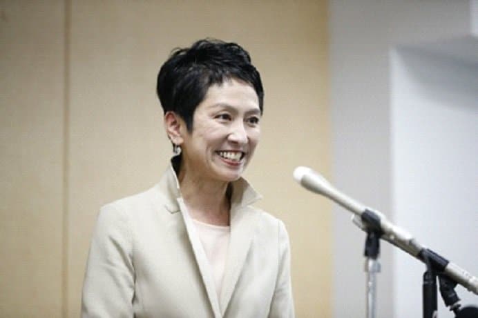 東京都知事選への出馬を表明した蓮舫参院議員　写真／共同通信社