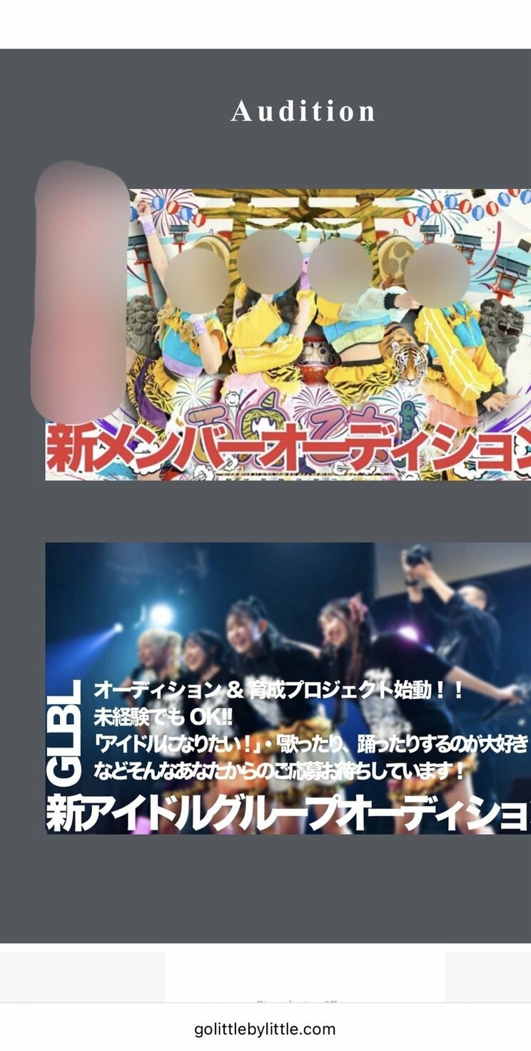 「GO little by little」のオーディション募集(HPより)