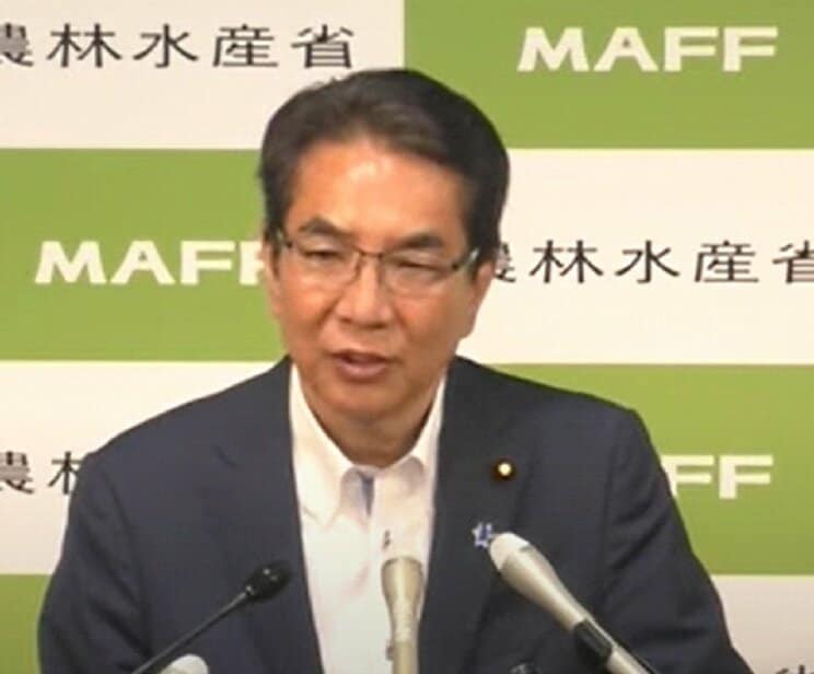 「コメは売るほどある」と発言した江藤氏（農水省YouTubeチャンネルより）