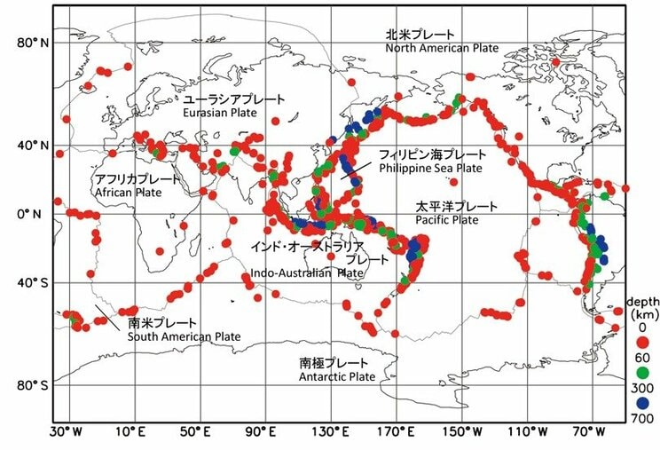 図2　世界で起きたM6以上の地震の震源地（出典／防災白書）