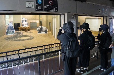 7月25日、上野動物園東園パンダ舎で写真を撮る人たち（撮影／集英社オンライン）