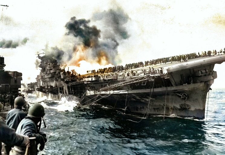 〈終戦81年〉出撃前の特攻隊、原爆のきのこ雲、火炎放射器で焼かれる沖縄…AI技術と対話をもとにカラー化した写真が繋ぐ“過去と現在”_45