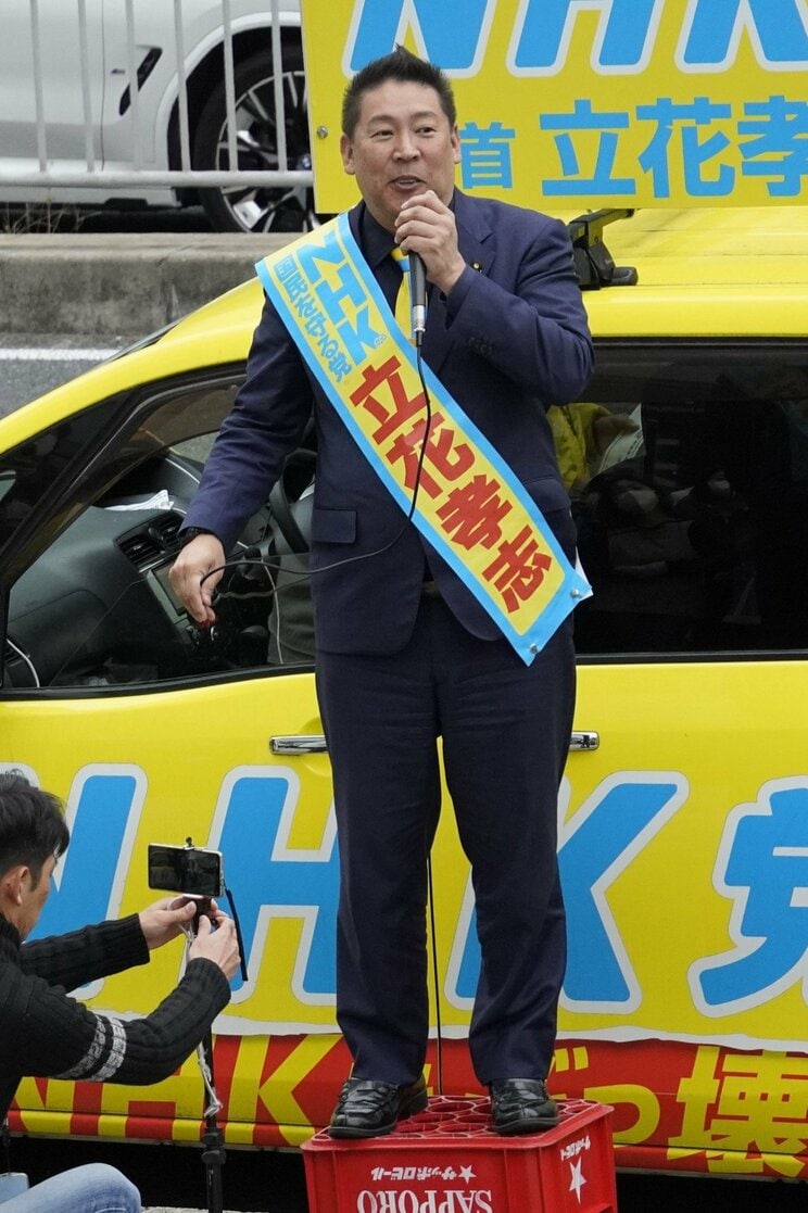 選挙戦最終日の16日、街頭演説をする立花孝志氏（撮影／集英社オンライン）