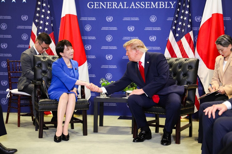 高市首相は９月22日、米国のトランプ大統領とニューヨークの国連本部で会談。この会談はわずか35分で終了した（高市氏Xより）
