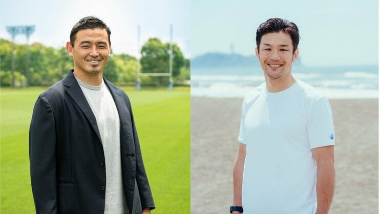 両校を代表するOBである五郎丸歩氏（左）と廣瀬俊朗氏（右）