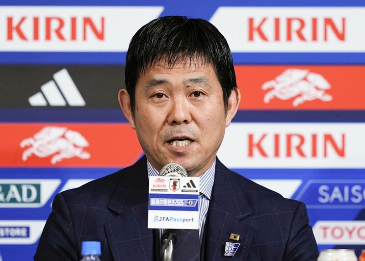 5月15日、6月に開催される北中米杯に臨む日本代表メンバーを発表する森保一監督（写真／共同通信社）