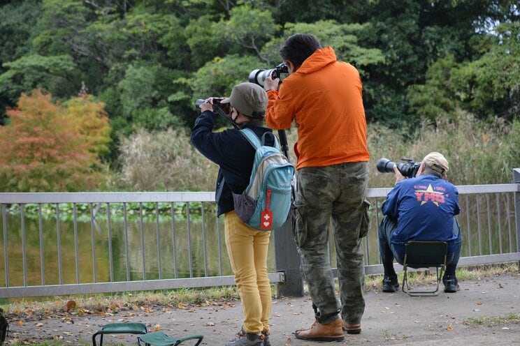 公園で野鳥を撮るユウ君。驚異的な視力で遠くの鳥も見つけられる〈写真／朝日新聞社〉