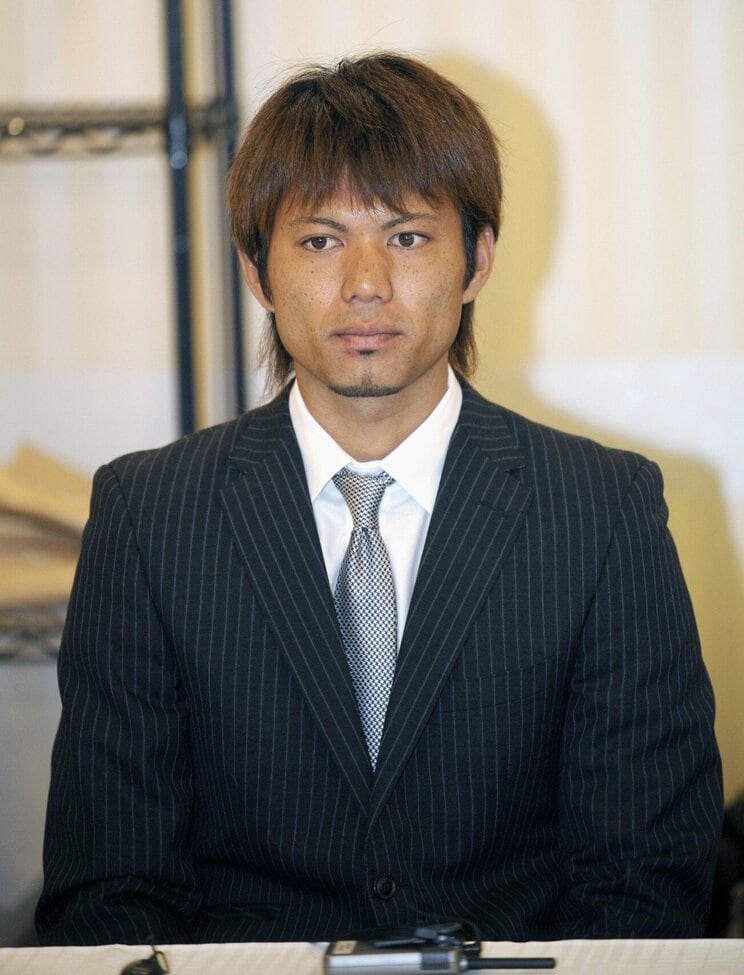 2008年、ドーピング問題で聴聞会に出席した、Ｊリーグ・川崎の我那覇和樹選手（当時）