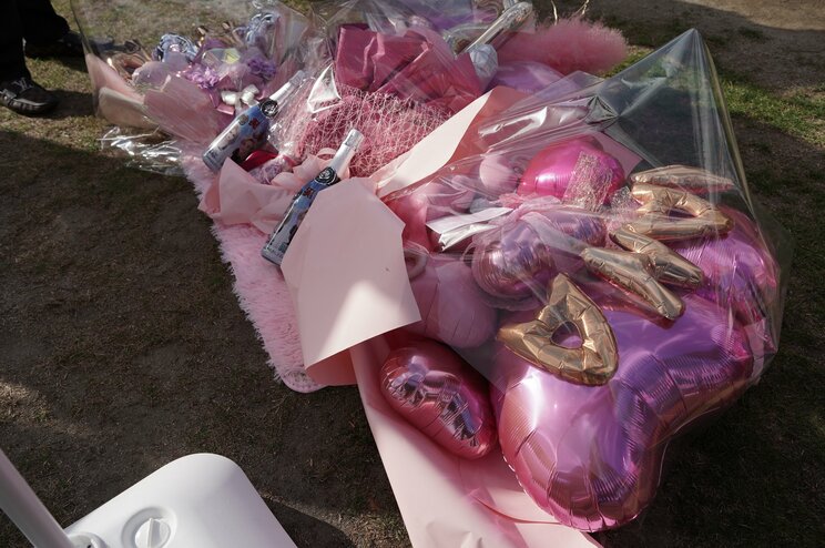 大量の風船の花束　北九州市二十歳の記念式典にて　写真／篠原祐介