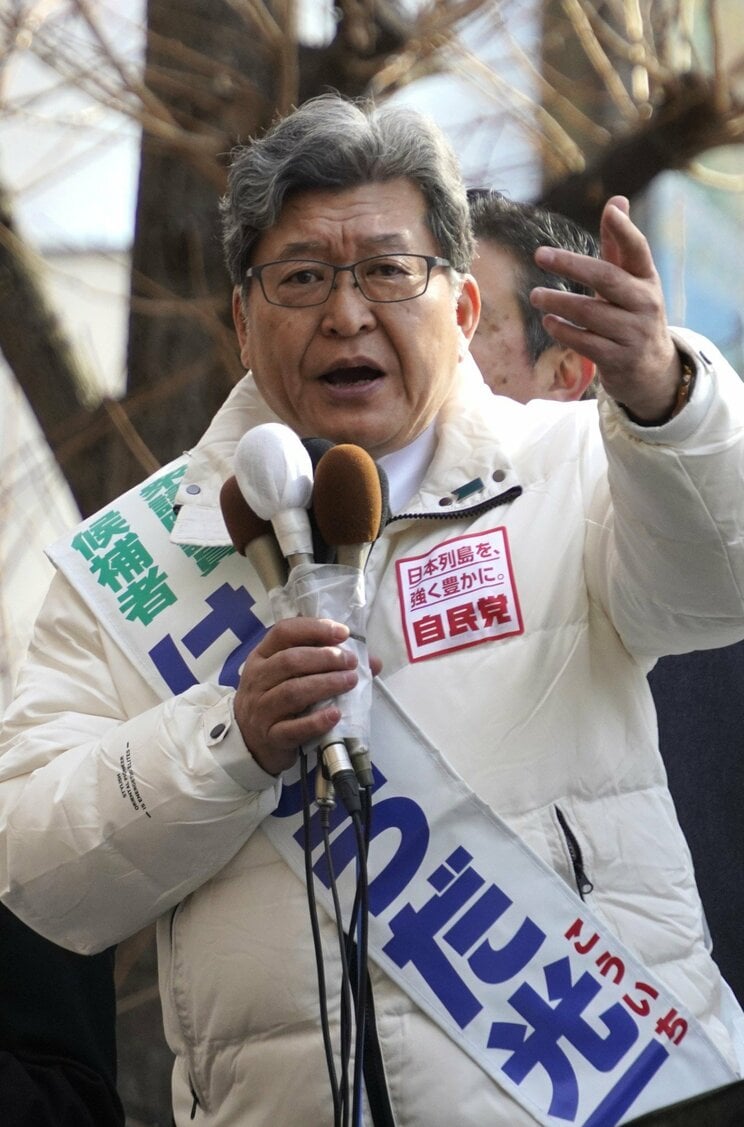 1月27日、JR八王子駅前で遊説する萩生田光一氏（撮影／集英社オンライン）