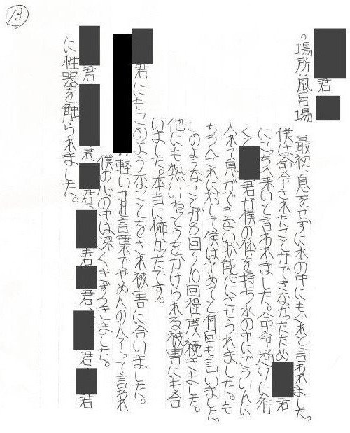 Ａさんが書きためていたメモ（保護者提供）