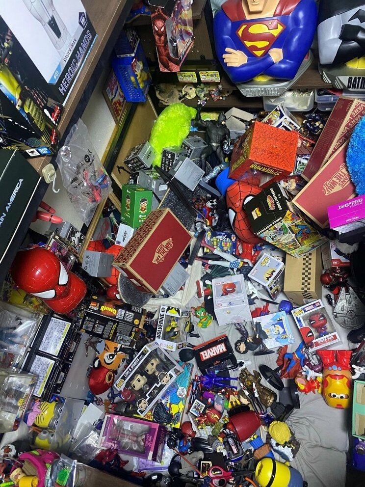地震対策をしてもコレクションに被害（写真提供／Ryuさん）