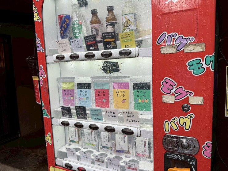 マムシドリンク、サソリ、かいこなども……。下段にはご当地シリーズの虫もある（撮影／集英社オンライン）