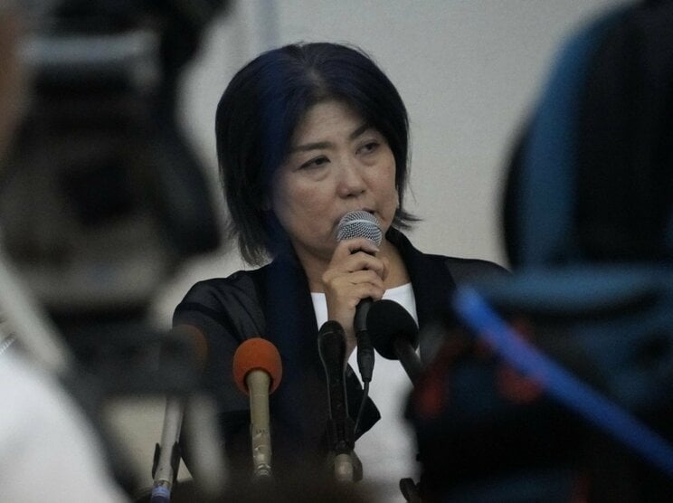 7月31日、記者会見で辞職はしないと発表した田久保眞紀市長（撮影／集英社オンライン）
