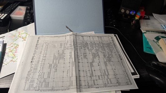 実際の時刻表のコピー
