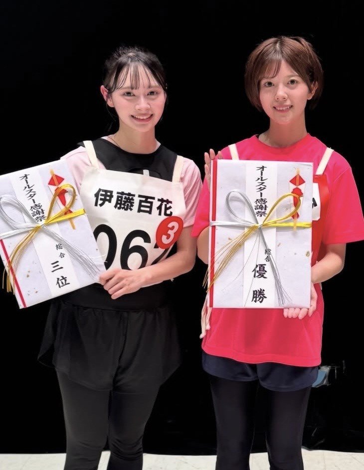 ミニマラソンで3位になったAKB48の伊藤百花（左）と優勝したNMB48の坂下真心（写真／坂下真心Instagramより） ギャラリーアイコン