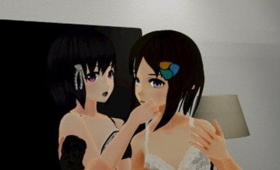バーチャル風俗嬢・Karin（左）とバーチャル美少女ねむ（右）の実際の配信の様子
