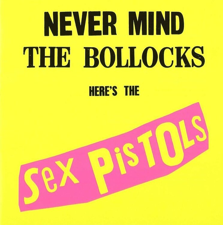 『勝手にしやがれ!!(Never Mind the Bollocks, Here's the Sex Pistols)』のジャケット（USM/Universal）。『Anarchy In The U.K.』や『God Save The Queen』などの人気曲が収録された、ピストルズ唯一のスタジオアルバム