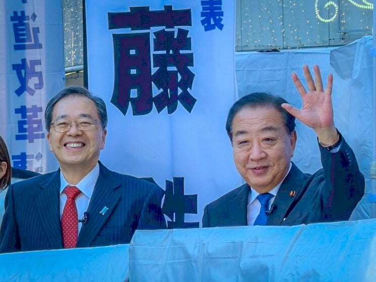 中道改革連合の共同代表を務める斉藤氏（左）、野田氏（右）（野田氏Xより）