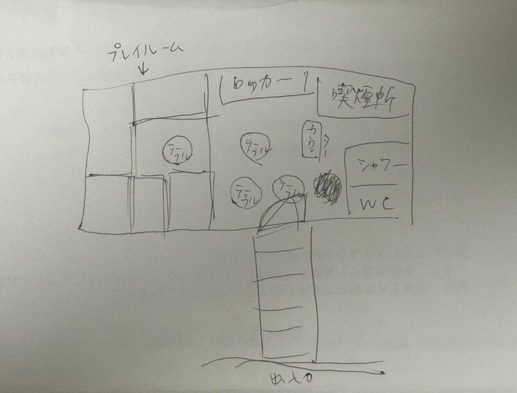 常連客が描いた店内の間取り図