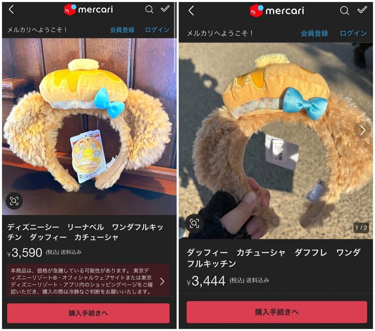 購入後、園内ですぐ撮影したと思われる商品画像。なかには、注意書きが表示されているものも（撮影／集英社オンライン）