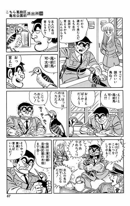 【こち亀】「おまえバカだろ」 言葉を話すキツツキが派出所メンバーをバカにしまくる！ 「こいつをやき鳥にしてやる！」 _6