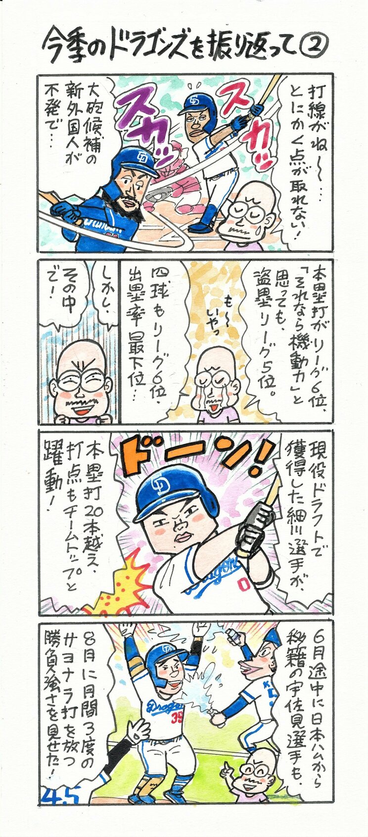 ＜漫画で解説＞“中日ファン歴54年”河合じゅんじが振り返る立浪ドラゴンズ2023。「いっぱい負けましたねえ…。ぜいたくは言いません！　来季は…」_2