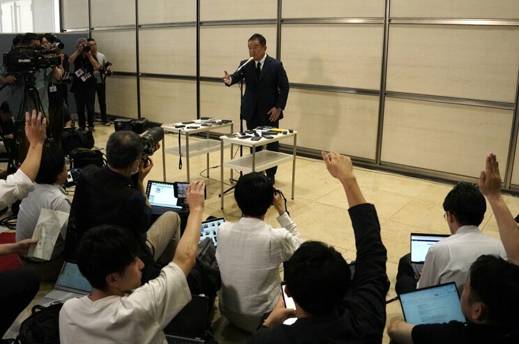6月20日午後、日本テレビ本社で会見した福田博之社長（撮影／集英社オンライン）
