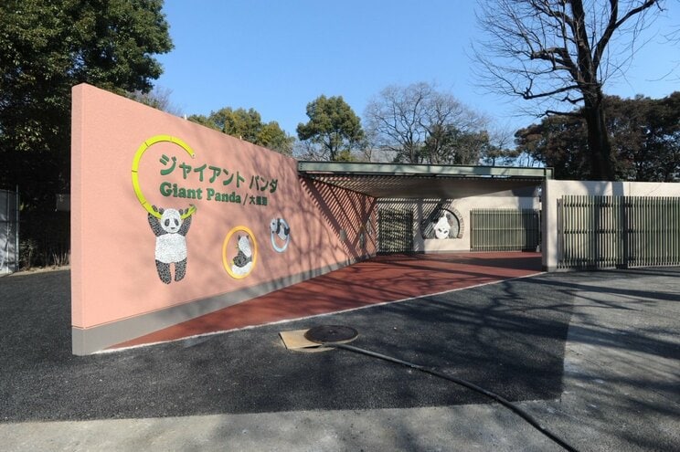 解体作業が始まる前の東園パンダ舎入り口。奥にあるのが逆立ちパンダ（写真／(公財)東京動物園協会）