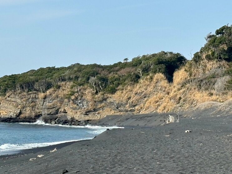 伊豆大島にある、黒砂のロングビーチ「砂の浜」（撮影／集英社オンライン）