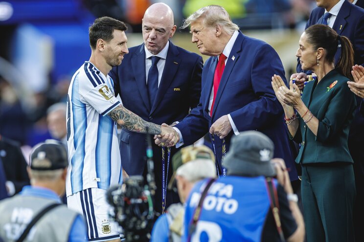 アルゼンチン代表のメッシ、FIFAのインファンティーノ会長、トランプ大統領　写真／JMPA
