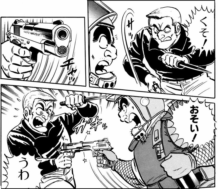 「マフィアからの挑戦の巻」より。元軍人やプロのスナイパー、テロリストらを両さんが制圧していく！