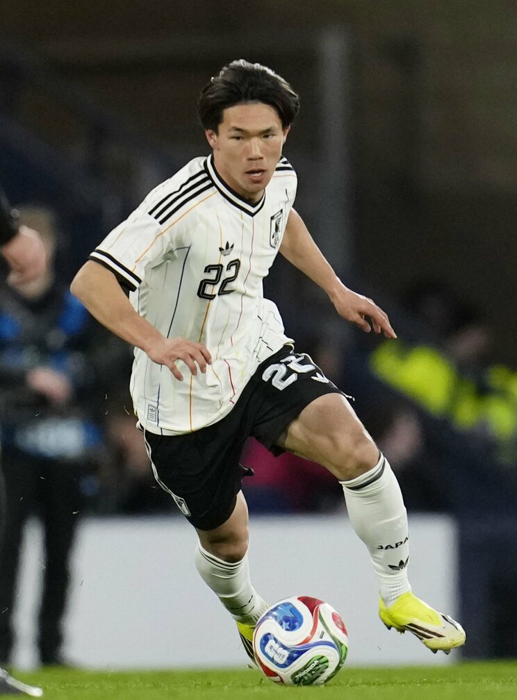 3月のスコットランド戦で代表初出場を果たした塩貝健人（写真／共同通信社）
