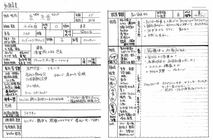 泉京香の身上調査書　　©荒木飛呂彦＆LUCKY LAND COMMUNICATIONS／集英社