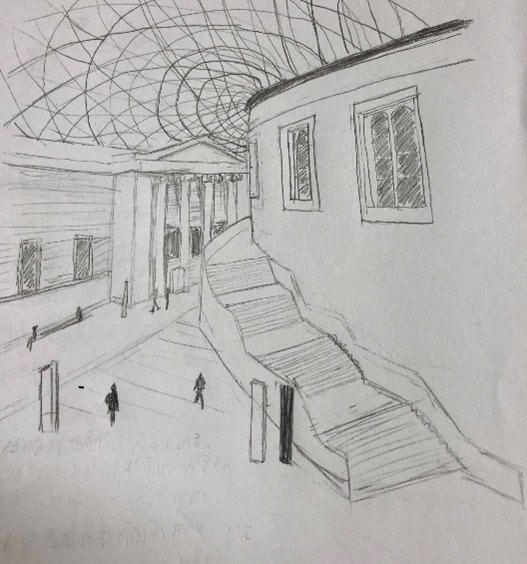 大学2年のときに描いた大英博物館のデッサン（もんてん。さん提供）