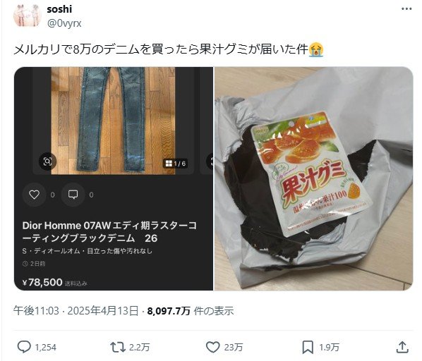 ポストは15日の段階で2.2万RP、23万いいねの大反響