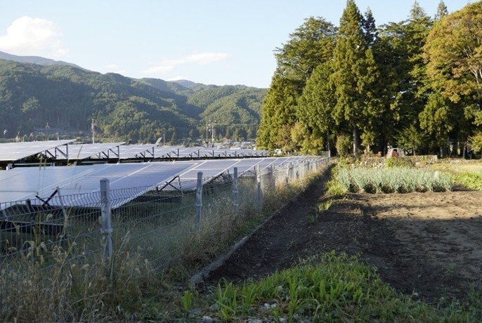 長野県宮田村の休耕地に並べられたソーラーパネル 撮影/集英社オンライン