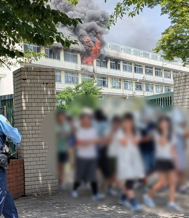 避難する子どもたち（地域住民提供）