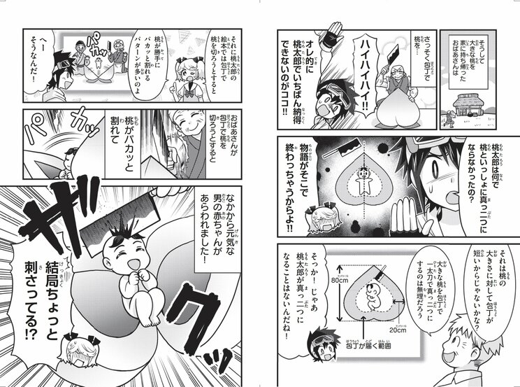 最強科学まんが『もしも桃太郎のおばあさんがマッチョだったら』の一場面