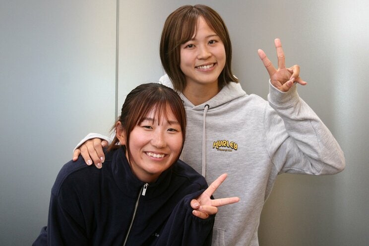 2人でなら頑張れると笑顔で語ったあみすずペア（撮影／千駄木雄大）