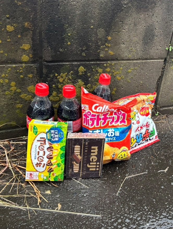 事件直後、自宅付近には菓子が供えられていた（撮影／集英社オンライン）