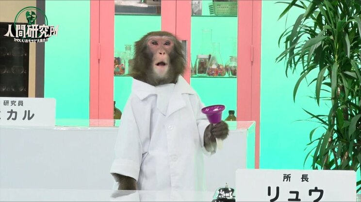 MCはニホンザルのリュウ（「人間研究所」公式SNSより）
