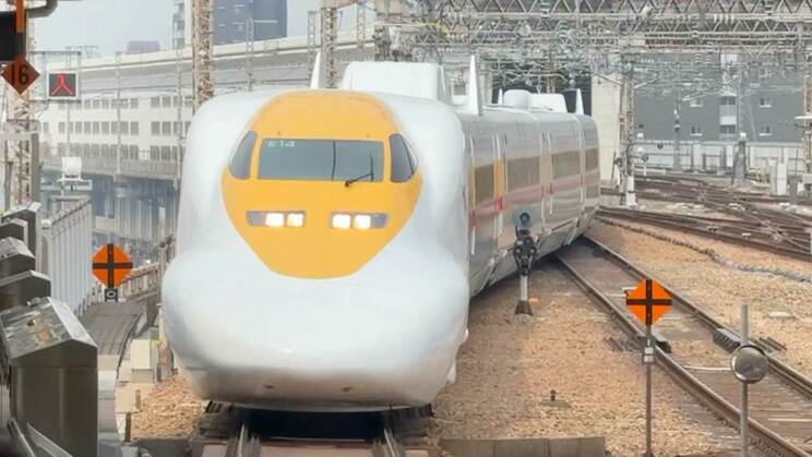 新大阪駅に入線する「ONE PIECE新幹線」第3シリーズ Ⓒ尾田栄一郎／集英社・フジテレビ・東映アニメーション（写真／筆者撮影）