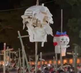 【姫路・提灯練り】青竹で“ちいかわ”提灯をバシバシ叩いてあっという間にボロボロ…拡散動画に「子どもが見て泣きました」「心が痛い」非難殺到に宮司は…