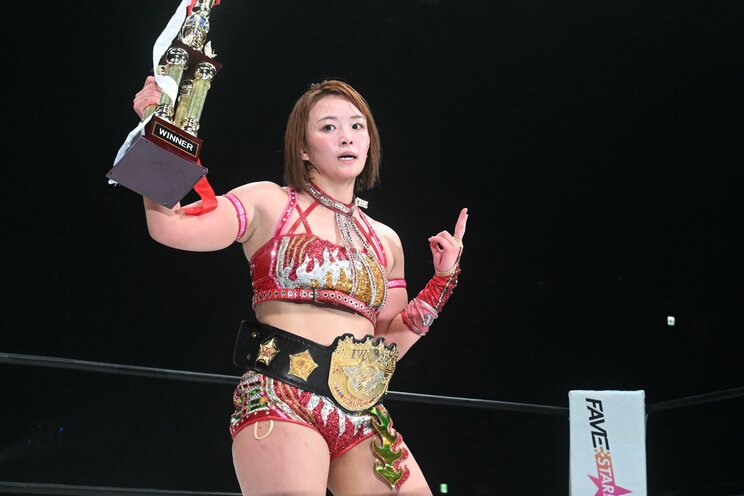 9月6日STARDOM（スターダム）横浜大会で試合に勝利したSareee　写真：東京スポーツ/アフロ