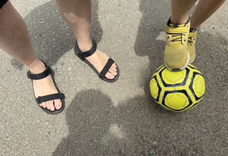 取材に応じてくれたサッカー親子（撮影／集英社オンライン）