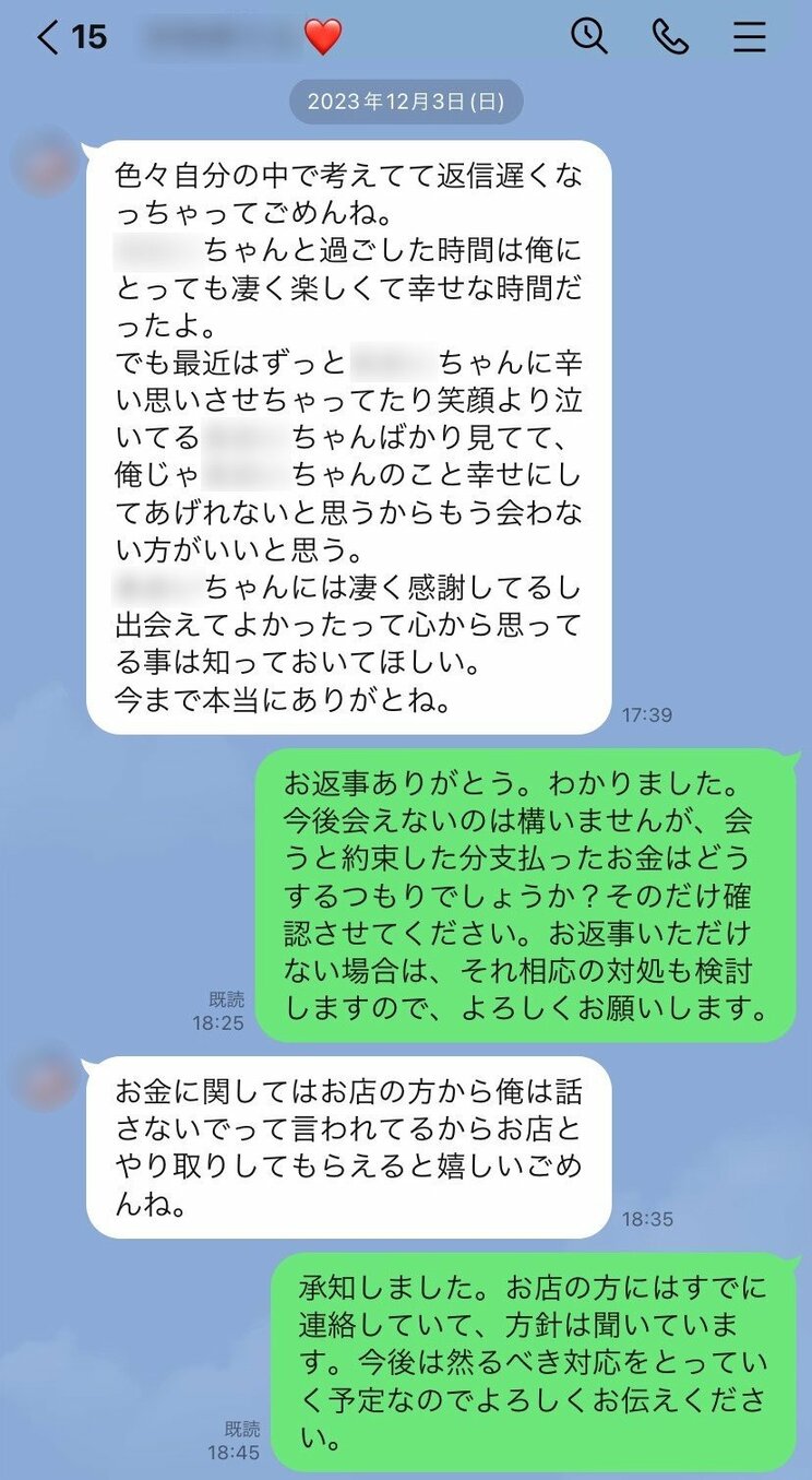 店舗へクレームを入れたらAからは縁を切ろうとするメッセージが