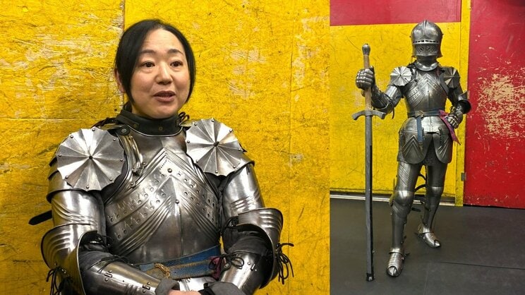 アーマードバトル歴15年の加川聖香さん。鎧は女性用なので、ウエストが絞ってあるという
