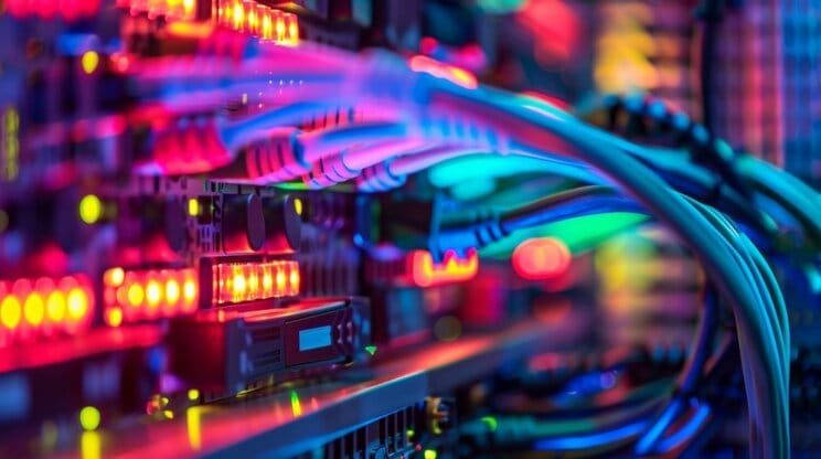 無数のケーブルにつながっているクラウド資本